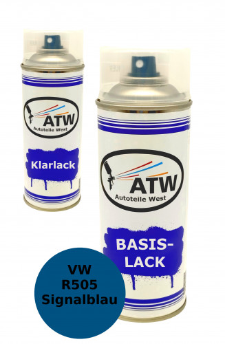 Autolack für VW R505 Signalblau Sprühdose+400ml Klarlack Set